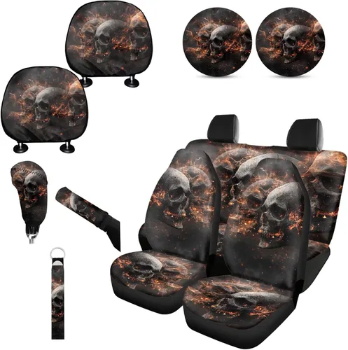 Miniatura 32 de Forchrinse Bee - Juego de fundas para asiento delantero y trasero con funda para palanca de cambios de freno de mano, funda para reposacabezas