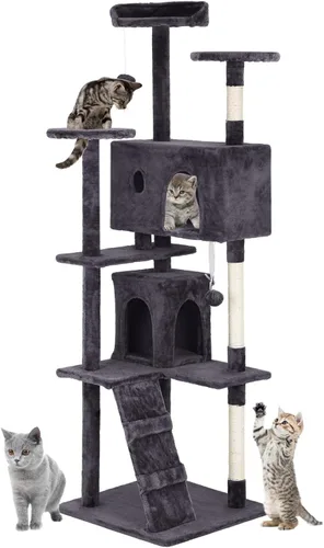 Miniatura 12 de PayLessHere Árbol para Gatos de 54 Pulgadas Torre para Gatos con Poste Rascador para Gatos, Soporte de Condominio para Gatos de Múltiples Niveles