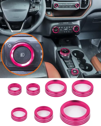 Miniatura 8 de Savadicar CKT01 Billet - Juegos de molduras de perillas de control de aluminio billet, faros/4WD/HVAC, biseles de anillos de perillas de control