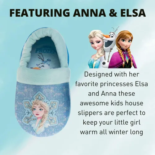 Miniatura 2 de Disney Frozen Elsa and Anna - Pantuflas de felpa para niñas, antideslizantes, cómodas, esponjosas, ligeras, cálidas, suaves, para interiores y niñas