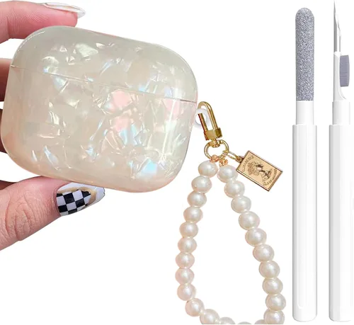 Miniatura 10 de Funda para Airpods Pro - YOMPLOW Funda protectora rígida de piel portátil y a prueba de golpes para mujeres y niñas con llavero para Apple Airpods