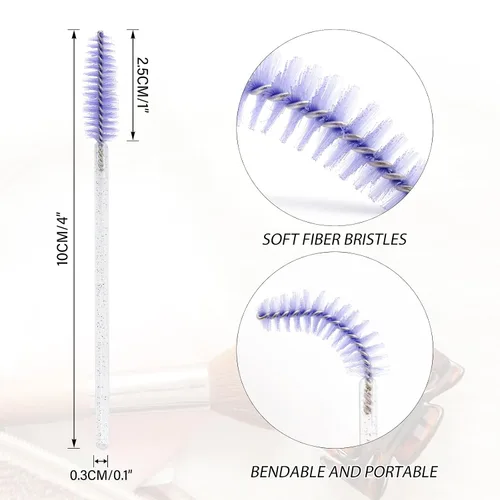 Miniatura 2 de G2PLUS 300 unidades de brochas desechables para rímel, kit de maquillaje con cepillo de pestañas de cristal, varillas ajustables para extensiones