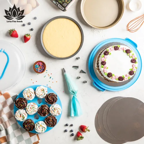 Miniatura 3 de Porta pasteles con tapa y asa, contenedor de almacenamiento de pasteles de 10" con accesorios para hornear, soporte para pasteles con bandeja