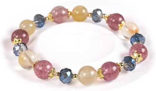 Miniatura 149 de Precious Gemstone Natural Crystal Healing Bracelet, Rutilated Quartz, Moonstone, Quartz Handmade Original Design Bracelet