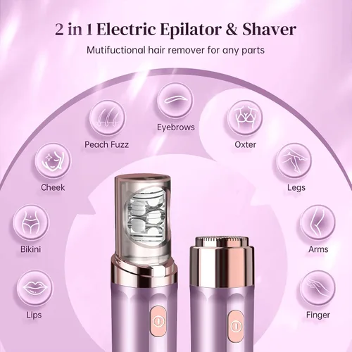 Miniatura 6 de Depiladora para mujer, depiladora eléctrica inalámbrica 2 en 1, depiladora facial compacta con cabeza chapada en oro de 18 quilates, para cara