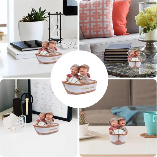 Miniatura 8 de SEWACC Estatuas de pareja de ancianos amorosos, estatuas de resina en miniatura para el día de San Valentín para decoración del hogar, boda, yate