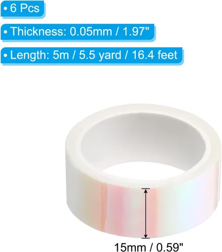 Miniatura 2 de PATIKIL Cinta metalizada de 0.59 pulgadas x 5.5 yardas, 6 rollos de papel de aluminio holográfico autoadhesivo para espejo, adhesivo metálico