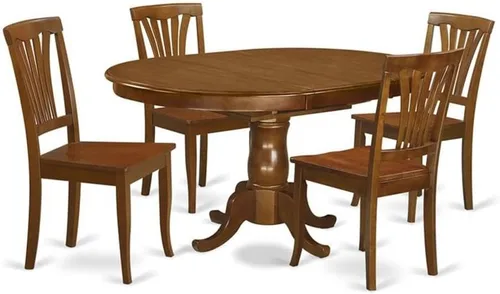 Miniatura 11 de East West Furniture POAV5-SBR-C - Juego de comedor de 5 piezas para 4 personas, incluye una mesa de comedor ovalada con hojas de mariposa y 4 sillas