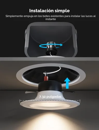 Miniatura 8 de Govee Iluminación Empotrada Inteligente Retrofit de 6 Pulgadas, Luces Empotradas Retrofit RGBWW de Conexión Directa Wi-Fi Bluetooth, 65 Modos