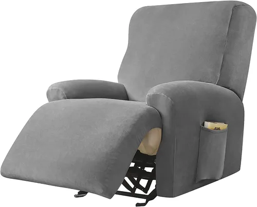 Fundas de terciopelo para sillas reclinables, fundas suaves para sillas reclinables, fundas lavables para sofá reclinable con bolsillo lateral para