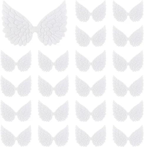 Miniatura 9 de AHANDMAKER 110 parches de alas de ángel con purpurina, 11 colores de 1.38 pulgadas, mini alas de ángel en relieve para Pascua, carnaval, costura