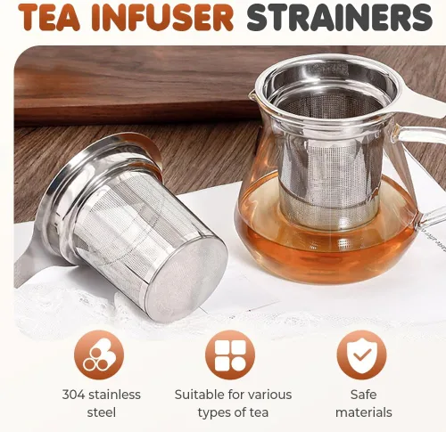Miniatura 3 de Infusor de Té de Acero Inoxidable con Coladores, Nuevos Coladores y Filtros de Té 2025 para Té Suelto con Asas Resistente al Calor, Tazas de Colador