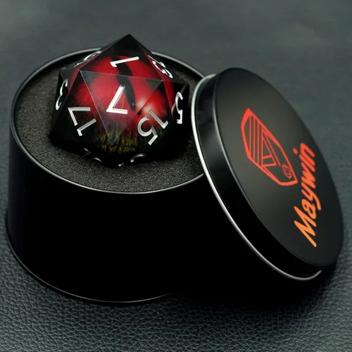 Miniatura 5 de Dados Dungeons and Dragons D20 con estuche de regalo, dados jumbo de globo ocular de 1.776 pulgadas (1.969 in), dados poliédricos de borde afilado
