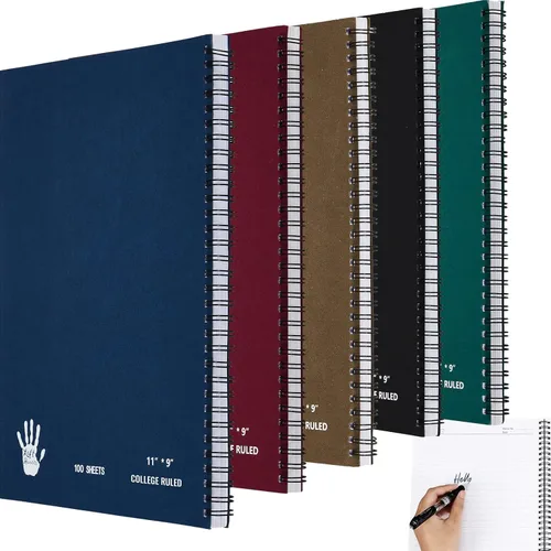 Henoyso 5 cuadernos jumbo para zurdos de 100 hojas/200 páginas, libro de trabajo para zurdos de 11 x 9 pulgadas, cuaderno en espiral para zurdos