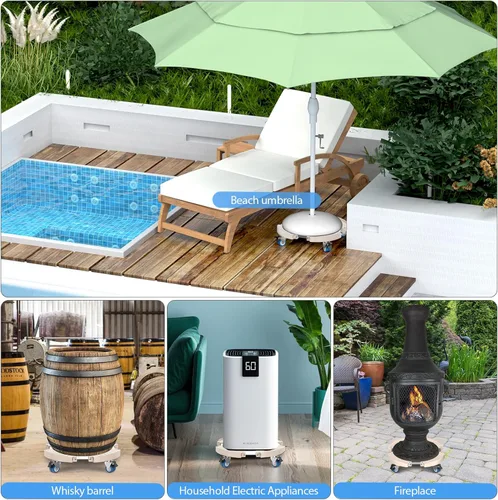 Miniatura 5 de VANCASTLE Organizador para Plantas con Ruedas Bloqueables de Alta Resistencia Capacidad de 450lbs, Soporte Ajustable para Plantas con Ruedas de Beige
