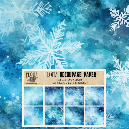 Miniatura 7 de Paquete de papel para decoupage (24 hojas 15x15 cm) # Papel con patrón estilo vintage Mystical Blizzard para decoupage, manualidades y álbumes de 34