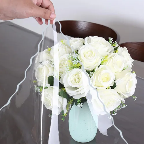 Miniatura 4 de Mantel protector de plástico transparente para mesa redonda, mantel de vinilo para cocina y mesa del hogar, 54 x 54 pulgadas