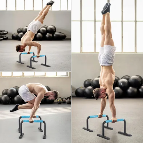 Miniatura 7 de Paraletas de entrenamiento de fuerza, barras de flexión, asas de flexiones, equipo de calistenia para entrenamiento en casa, barras de gimnasia Negro
