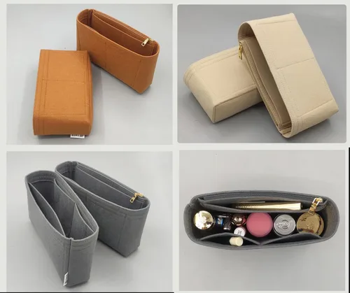 Miniatura 6 de Lckaey Organizador de inserción de bolso para chanel pequeño bolso clásico con solapa, organizador de fieltro para bolso premium sin