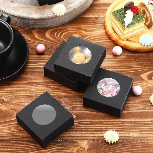 Miniatura 5 de Chinco 30 cajas de jabón cuadradas para jabones caseros, velas, 3 x 3 x 1.2 pulgadas, cajas de jabón con ventana transparente, pequeña caja de Negro