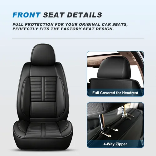 Miniatura 3 de Fit for Dodge Dart Seat Covers 2013-2016: 2 Front Faux Leather Waterproof Car Seat Covers Premium Automotive Cushion Protector with Lumbar Support