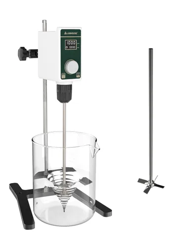 Agitador digital OS-15S de 20 L (H₂O) para laboratorio, soporte de acero inoxidable con base en H y 1 paleta de agitación | 100-1500RPM, 20000 mPas,
