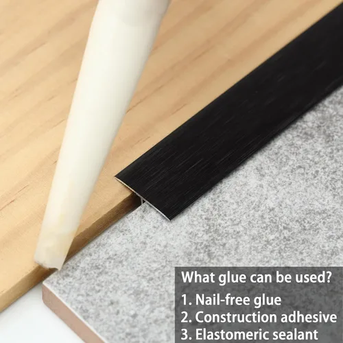 Miniatura 4 de Trimold 3 tiras de aluminio para moldura en T y transición de piso, tira divisora plana para umbral de puerta y unión de huecos de suelo de azulejos