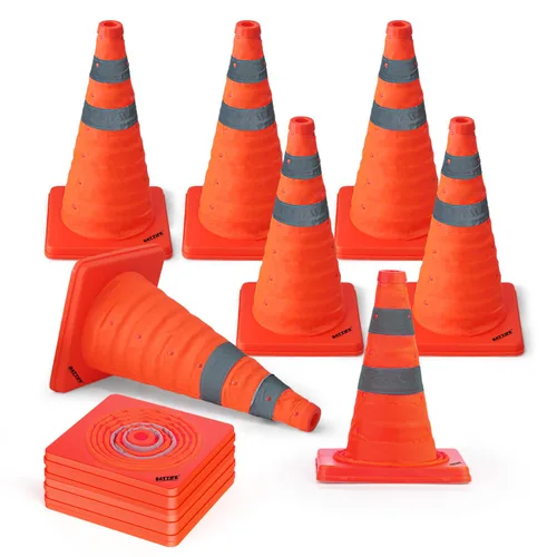 Miniatura 11 de BATTIFE [Paquete de 2] Conos de seguridad de tráfico plegables de 36 pulgadas, conos naranjas, conos emergentes multiusos con collar reflectante