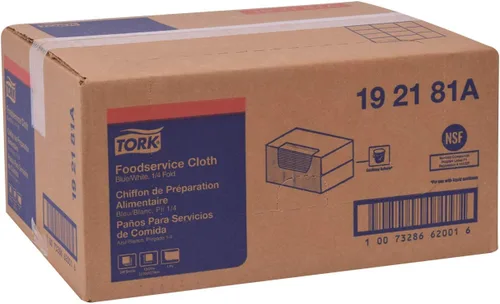 Miniatura 8 de Paño de cocina Tork 192181, pliegue 1/4, 1 capa, 13 pulgadas de ancho x 21 pulgadas de largo, azul/blanco (estuche de 1 caja, 240 paños)