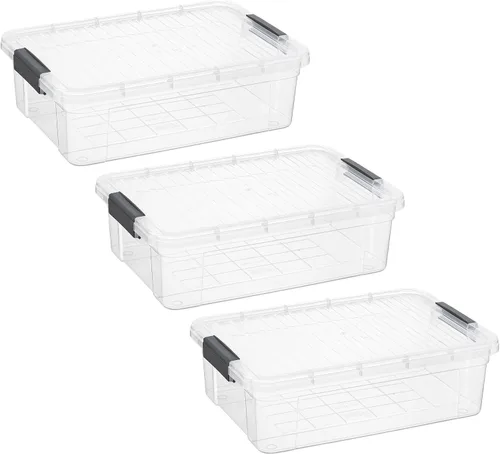 Miniatura 17 de Superio Cajas de almacenamiento transparentes con tapas, contenedores de plástico de 2.5 cuartos de galón para organizar, cajas apilables, sin BPA