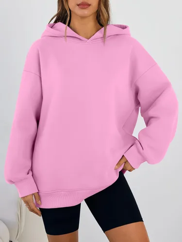 Miniatura 2 de Trendy Queen Sudaderas con capucha de gran tamaño para mujer, cómodas sudaderas de otoño a la moda 2025, trajes casuales de forro polar con bolsillos
