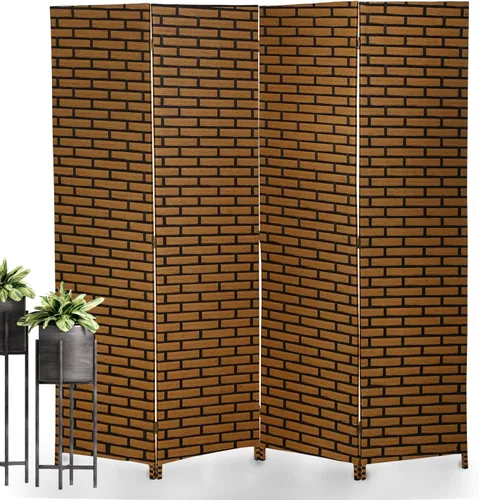 Miniatura 9 de Divisor de habitación, 4 paneles plegables de privacidad de 6 pies, divisor de habitación, malla de madera, diseño tejido a mano, partición Natural