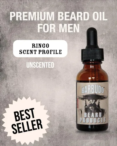 Miniatura 2 de Aceite para barba (Ringo: Sin perfume) Made in USA with moringa, argan, and jojoba oils. Moisturizes & nourishes dry, flaky skin for a softer