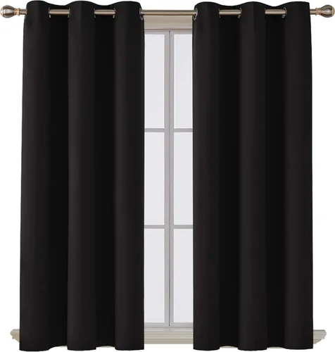 Miniatura 3 de Deconovo 2 paneles de cortinas opacas de protección de privacidad color azul marino con bloqueo de ruido negro con aislamiento térmico