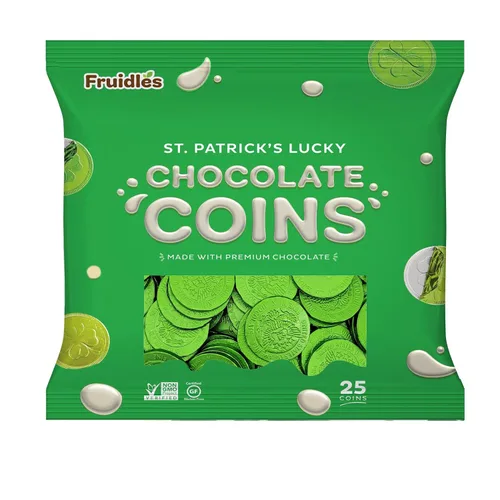 Miniatura 3 de Fruidles Monedas de chocolate con leche blanca del día de San Patricio, monedas verdes, moneda de chocolate con leche