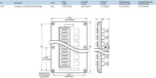 Miniatura 4 de Blue Sea Systems - Panel de interruptor de disyuntor 4321, negro, gris