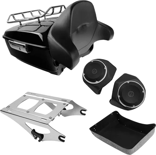 Miniatura 27 de TCMT Caja de maletero para motocicleta King con respaldo y portaequipajes, conjunto de luz trasera, para Harley Davidson 2014-2025 Touring CVO Road