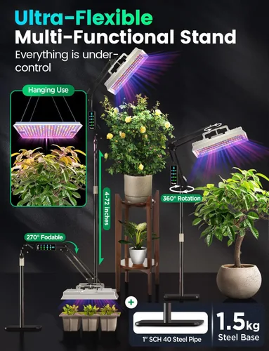 Miniatura 8 de LETPOT Luces de cultivo de 100 vatios (salida máxima de 120 W) para plantas de interior de espectro completo, aplicación inteligente, luz ajustable