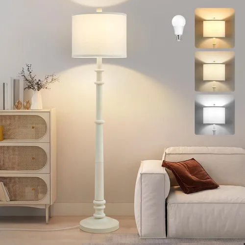 Lámparas de pie para sala de estar - Lámpara de pie de resina estilo granja de 60" con temperaturas de color ajustables - Lámpara de pie vintage luz