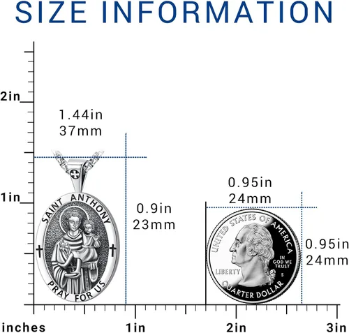 Miniatura 2 de Eusense Collar con colgante de San MiguelSan CristóbalSan BenitoSan JudaVirgen María MilagrosaCrucifijo de JesúsSan JoséSan Antonio para hombres
