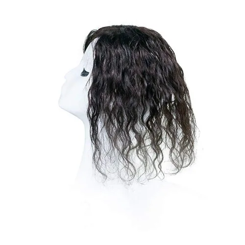 Miniatura 9 de RemeeHi Postizos en mono cabeza vuelta Remy cabello humano ondulado clip en la parte superior o Toupee Wiglet para pérdida adelgazamiento pelo