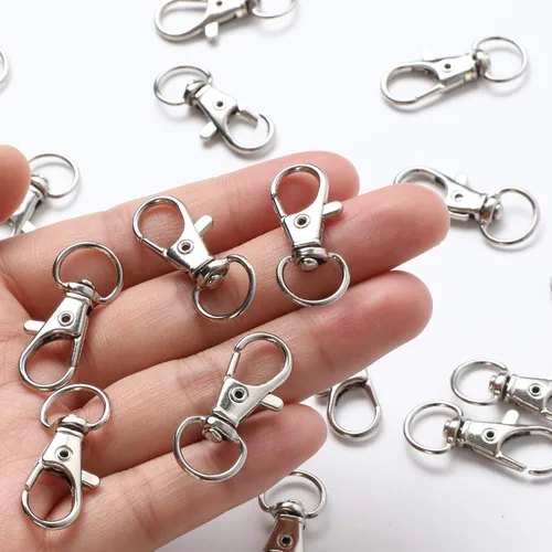 Miniatura 3 de 100 piezas de ganchos giratorios con llaveros, 50 piezas de ganchos de clip para llavero y 50 piezas de llaveros, cierres de pinza de langosta