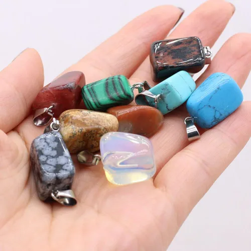Miniatura 4 de LHJ 20 dijes de piedra natural irregulares al azar mezclados de ágata de cristal curativo para hacer joyas, collares, aretes, meditación
