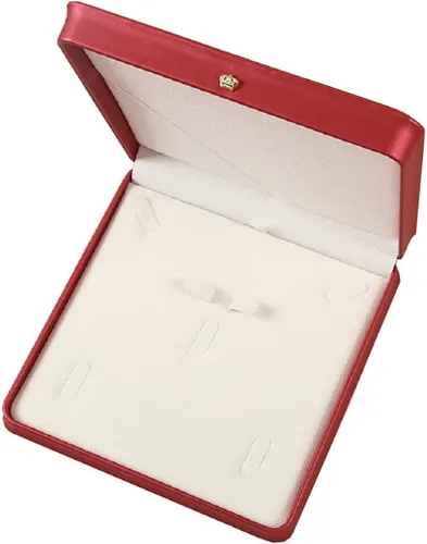 Miniatura 2 de Juego de joyas de boda Caja de cuero premium collar pendiente anillo expositor soporte de almacenamiento (rojo grande)