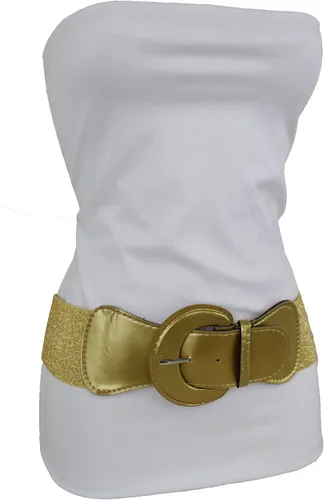 Miniatura 7 de TFJ - Cinturón ancho para mujer, cintura elástica, cintura alta, color dorado, hebilla grande