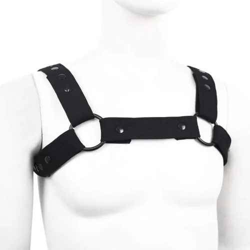 Miniatura 2 de QUYUWOWO Arnés de neopreno ajustable para hombre, arnés de pecho para el cuerpo, cinturón de interés gay hebillas de club