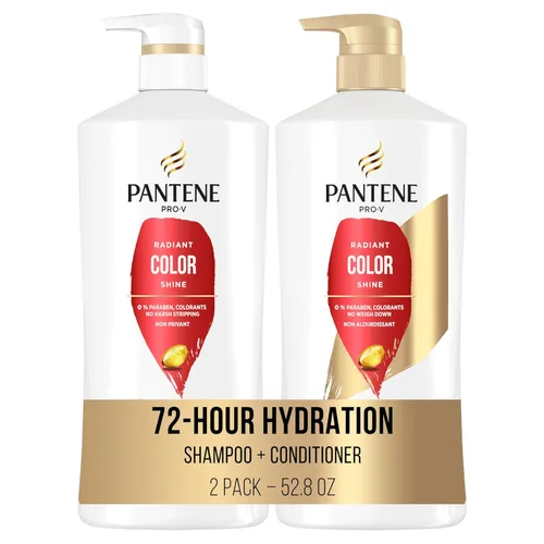 Pantene Set de champú, acondicionador y tratamiento para el cabello, brillo de color radiante, seguro para cabello teñido