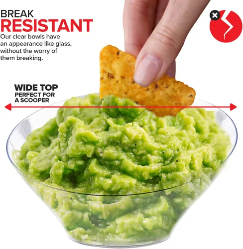 Miniatura 4 de Cuencos de plástico transparente de 6 onzas (paquete de 8) pequeños platos desechables para dulces, recipientes de bufé para papas fritas, palomitas