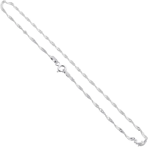Miniatura 2 de Cadena de pie Singapur de plata esterlina de 0.059 pulgadas con cierre de anillo de resorte, tobilleras para mujer