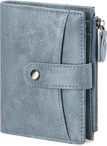 Miniatura 26 de FALAN MULE Cartera pequeña para mujer, de piel, plegable, compacta, pequeña, con bloqueo RFID, amarillo, antiguo (Antique Yellow), Cartera Rfid